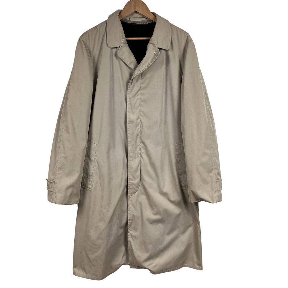 Vintage Rainfair Trench Coat Mens 42L Tan Removeable Sherpa Liner